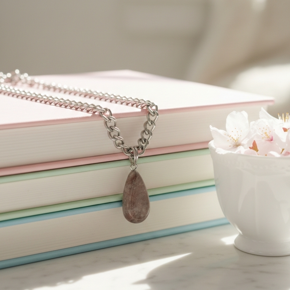 Elegant Silver Necklace with Teardrop Pendant